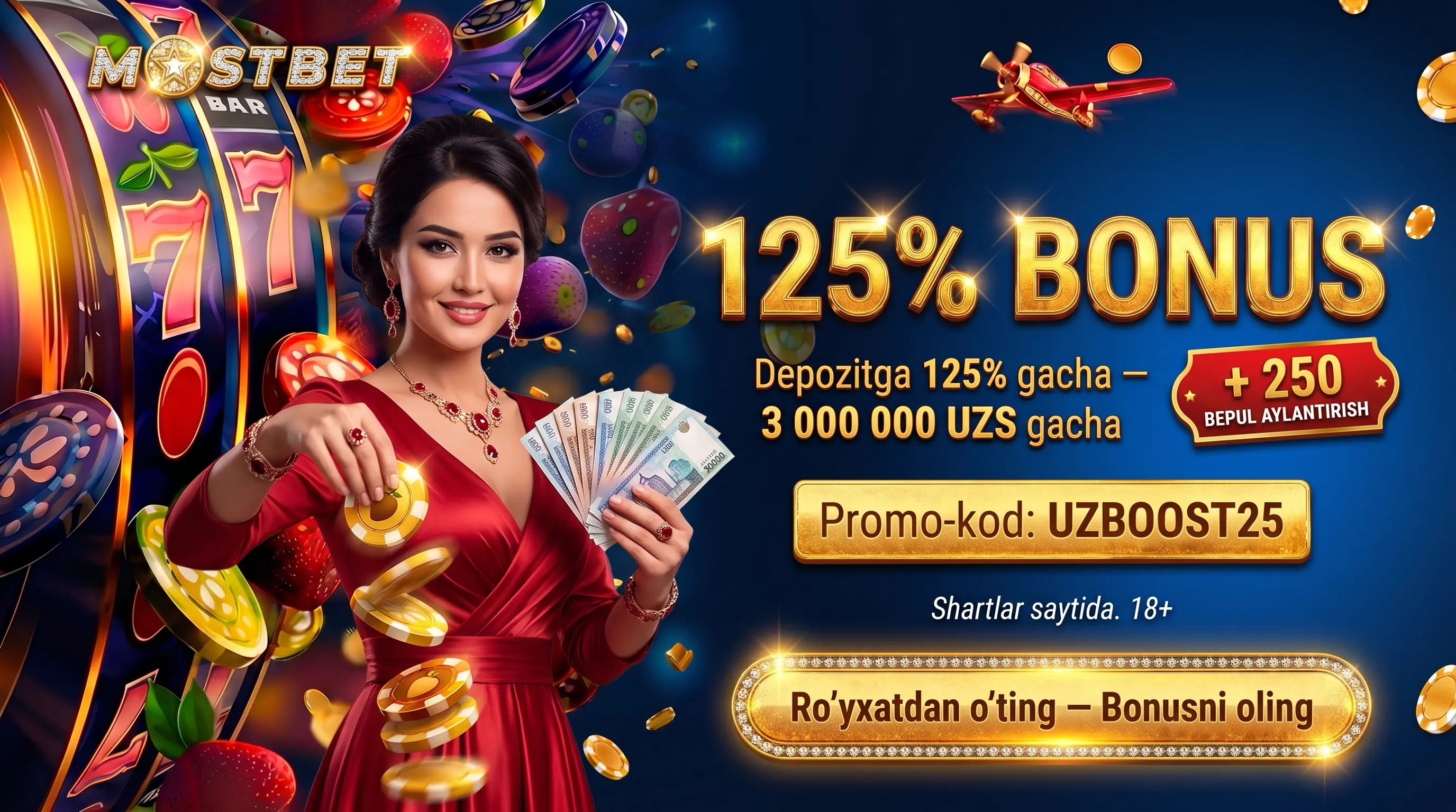 Mostbet ro'yxatdan o'tish bonusi va promo kodlar