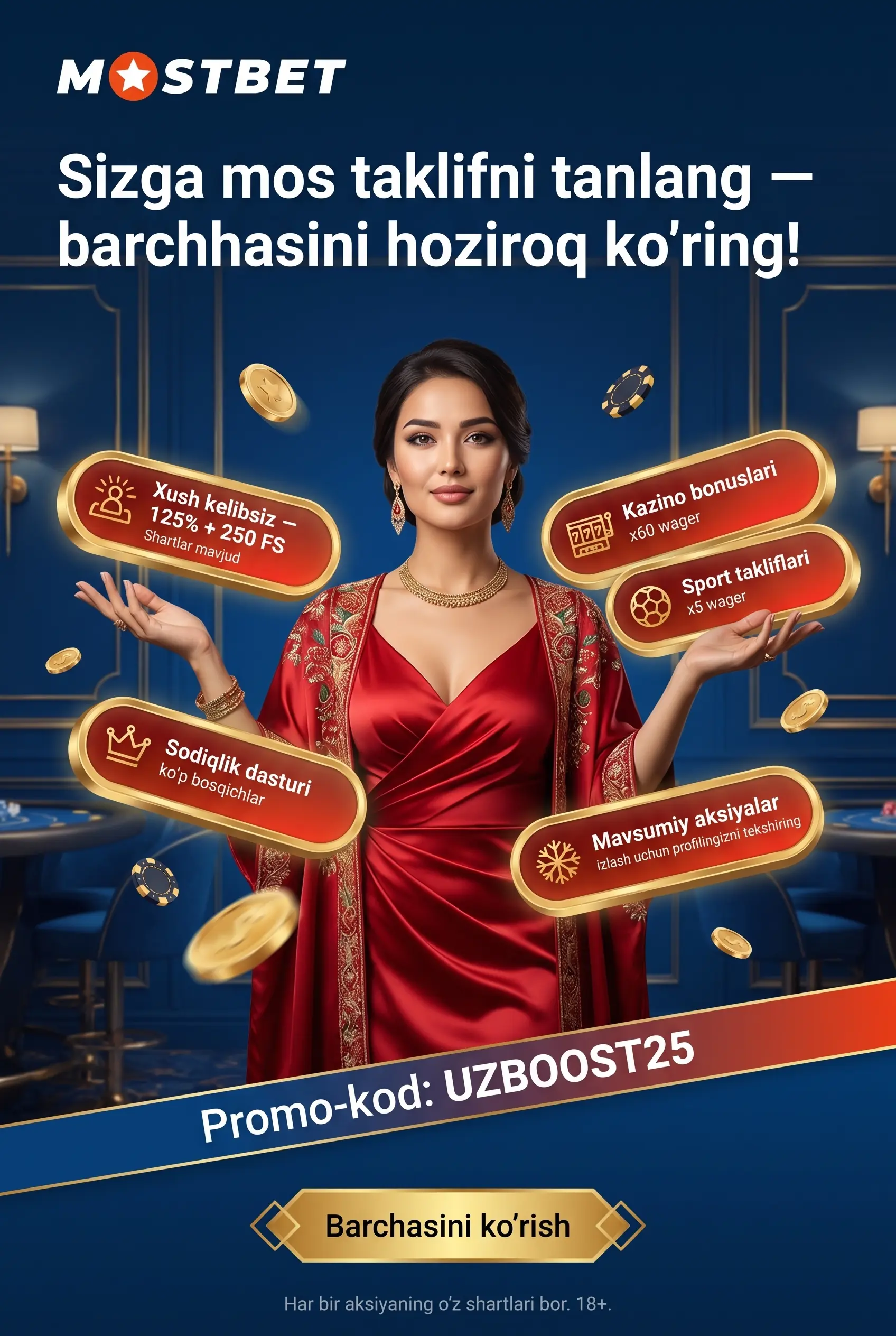 Mostbet bonus turlari ro'yxati